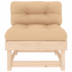 vidaXL Middle Sofas Patio Wooden Sectional Sofa with Cushionss Solid Wood Pine - natural pine, 2x middle - Additional view 4