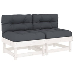 vidaXL Middle Sofas Patio Wooden Sectional Sofa with Cushionss Solid Wood Pine - white pine, 2x middle