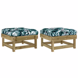vidaXL Middle Sofas Patio Wooden Sectional Sofa with Cushionss Solid Wood Pine - brown, 2x footrest