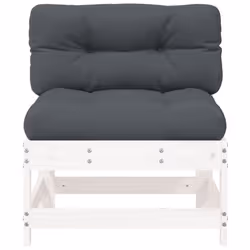 vidaXL Middle Sofa Outdoor Sectional Sofa with Cushions White Solid Wood Pine