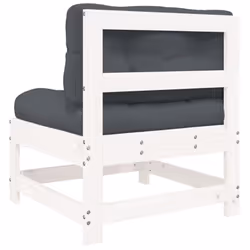 vidaXL Middle Sofa Outdoor Sectional Sofa with Cushions White Solid Wood Pine - Additional view 4