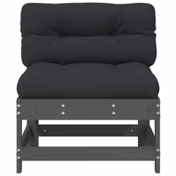 vidaXL Middle Sofa Outdoor Sectional Sofa with Cushions Grey Solid Wood Pine