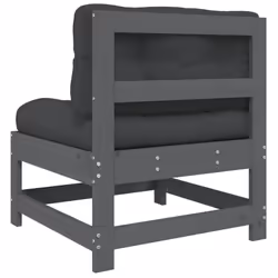vidaXL Middle Sofa Outdoor Sectional Sofa with Cushions Grey Solid Wood Pine - Additional view 4