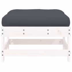 vidaXL Garden Footstool Ottoman Footrest with Cushion White Solid Wood Pine