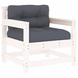 vidaXL Garden Chairs Lounge Chairs with Cushions 2 pcs White Solid Wood Pine