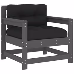 vidaXL Garden Chairs Lounge Chairs with Cushions 2 pcs Grey Solid Wood Pine