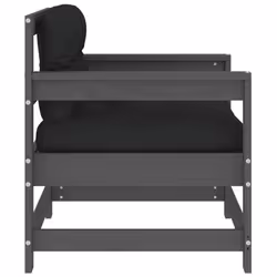 vidaXL Garden Chairs Lounge Chairs with Cushions 2 pcs Grey Solid Wood Pine - Additional view 4