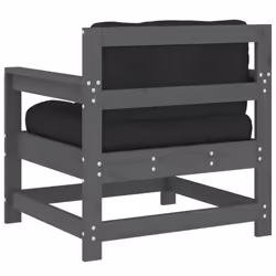 vidaXL Garden Chairs Lounge Chairs with Cushions 2 pcs Grey Solid Wood Pine - Additional view 5