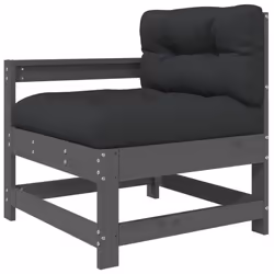 vidaXL Garden Chair Outdoor Chair with Cushions Armchair Grey Solid Wood Pine