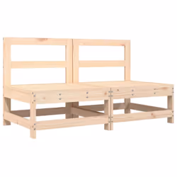 vidaXL Middle Sofas Outdoor Sectional Sofa with Cushions 2 pcs Solid Wood Pine