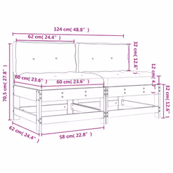 vidaXL Middle Sofas Sectional Sofa with Cushions 2 pcs Impregnated Wood Pine - Additional view 9