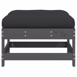 vidaXL Garden Footstools Footrest with Cushions 2 pcs Grey Solid Wood Pine - Additional view 4