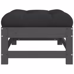 vidaXL Garden Footstools Footrest with Cushions 2 pcs Grey Solid Wood Pine - Additional view 5
