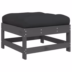 vidaXL Garden Footstools Footrest with Cushions 2 pcs Grey Solid Wood Pine - Additional view 6