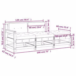 vidaXL Garden Lounge Set Sofa Set 3 Piece with Cushions Impregnated Wood Pine - Additional view 9