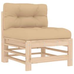 vidaXL Middle Sofas Patio Wooden Sectional Sofa with Cushions Solid Wood Pine - natural pine, middle sofa