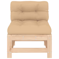vidaXL Middle Sofas Patio Wooden Sectional Sofa with Cushions Solid Wood Pine - natural pine, middle sofa