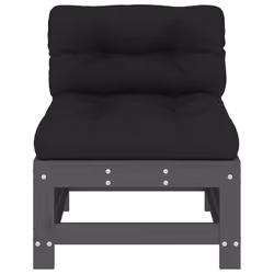 vidaXL Middle Sofas Patio Wooden Sectional Sofa with Cushions Solid Wood Pine - grey pine, middle sofa