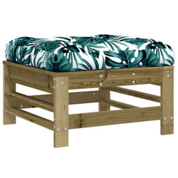 vidaXL Middle Sofas Patio Wooden Sectional Sofa with Cushions Solid Wood Pine - brown, footrest