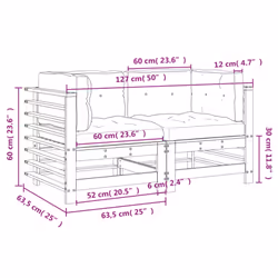 vidaXL Middle Sofas Patio Wooden Sectional Sofa with Cushions Solid Wood Pine - natural douglas, 2x corner - Additional view 9