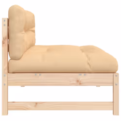 vidaXL Middle Sofa Patio Footrest Sectional Sofa with Cushions Solid Wood Pine - natural pine, middle sofa - Additional view 4