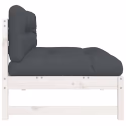 vidaXL Middle Sofa Patio Footrest Sectional Sofa with Cushions Solid Wood Pine - white pine, middle sofa - Additional view 4