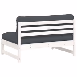 vidaXL Middle Sofa Patio Footrest Sectional Sofa with Cushions Solid Wood Pine - white pine, middle sofa - Additional view 5