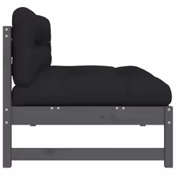 vidaXL Middle Sofa Patio Footrest Sectional Sofa with Cushions Solid Wood Pine - grey pine, middle sofa - Additional view 4