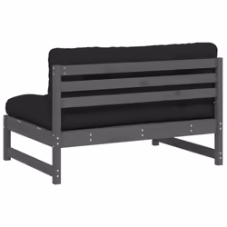 vidaXL Middle Sofa Patio Footrest Sectional Sofa with Cushions Solid Wood Pine - grey pine, middle sofa - Additional view 5