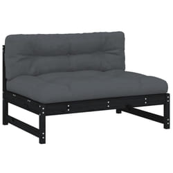 vidaXL Middle Sofa Patio Footrest Sectional Sofa with Cushions Solid Wood Pine - black pine, middle sofa