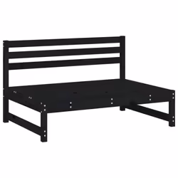 vidaXL Middle Sofa Patio Footrest Sectional Sofa with Cushions Solid Wood Pine - black pine, middle sofa