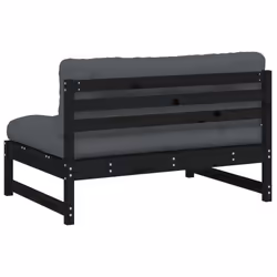 vidaXL Middle Sofa Patio Footrest Sectional Sofa with Cushions Solid Wood Pine - black pine, middle sofa - Additional view 5
