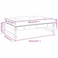 vidaXL Middle Sofa Patio Footrest Sectional Sofa with Cushions Solid Wood Pine - white pine, footrest - Additional view 8