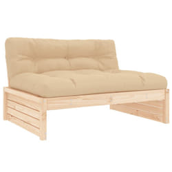 vidaXL Middle Sofa Patio Footrest Sectional Sofa with Cushions Solid Wood Pine - natural pine, middle sofa