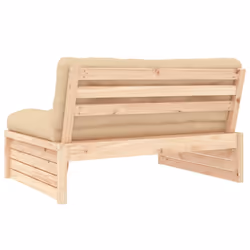 vidaXL Middle Sofa Patio Footrest Sectional Sofa with Cushions Solid Wood Pine - natural pine, middle sofa - Additional view 4