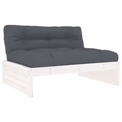 vidaXL Middle Sofa Outdoor Sectional Sofa with Cushions Black Solid Wood Pine - white pine, middle sofa