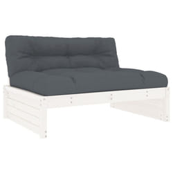 vidaXL Middle Sofa Outdoor Sectional Sofa with Cushions Black Solid Wood Pine - white pine, middle sofa