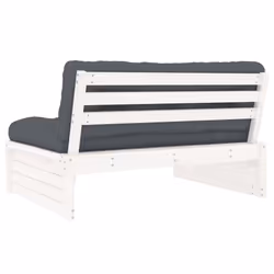 vidaXL Middle Sofa Outdoor Sectional Sofa with Cushions Black Solid Wood Pine - white pine, middle sofa - Additional view 4