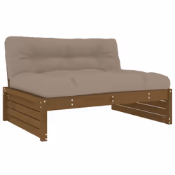 vidaXL Middle Sofa Patio Footrest Sectional Sofa with Cushions Solid Wood Pine - honey brown pine, middle sofa