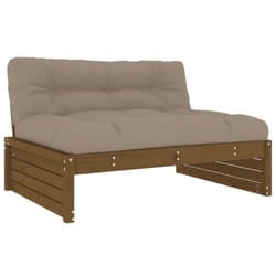 vidaXL Middle Sofa Patio Footrest Sectional Sofa with Cushions Solid Wood Pine - honey brown pine, middle sofa