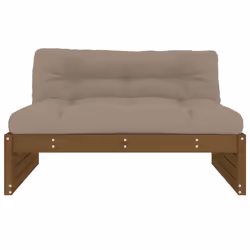 vidaXL Middle Sofa Patio Footrest Sectional Sofa with Cushions Solid Wood Pine - honey brown pine, middle sofa