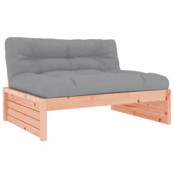 vidaXL Middle Sofa Outdoor Sectional Sofa with Cushions Black Solid Wood Pine - natural douglas, middle sofa