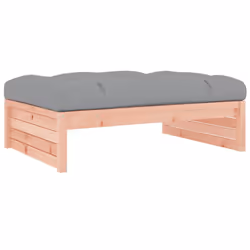 vidaXL Middle Sofa Outdoor Sectional Sofa with Cushions Black Solid Wood Pine - natural douglas, footrest