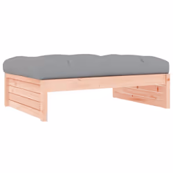 vidaXL Middle Sofa Outdoor Sectional Sofa with Cushions Black Solid Wood Pine - natural douglas, footrest - Additional view 4