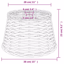 vidaXL Ceiling Lamp Shade Hall Wicker Ceiling Light Shade Pendant Lamp Shade - white, 38 x 23 cm