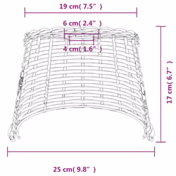 vidaXL Ceiling Lamp Shade Hall Wicker Ceiling Light Shade Pendant Lamp Shade - brown, 25 x 17 cm - Additional view 4