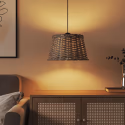 vidaXL Ceiling Lamp Shade Hall Wicker Ceiling Light Shade Pendant Lamp Shade - brown, 38 x 23 cm - Additional view 2