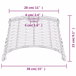 vidaXL Ceiling Lamp Shade Hall Wicker Ceiling Light Shade Pendant Lamp Shade - brown, 38 x 23 cm - Additional view 6