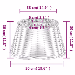 vidaXL Ceiling Lamp Shade Hall Wicker Ceiling Light Shade Pendant Lamp Shade - brown, 50 x 30 cm - Additional view 5