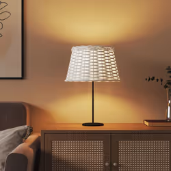 vidaXL Lamp Shade Table Wicker Lamp Shade Bedroom Bedside Light Shade Wicker - white, 38 x 23 cm - Additional view 2